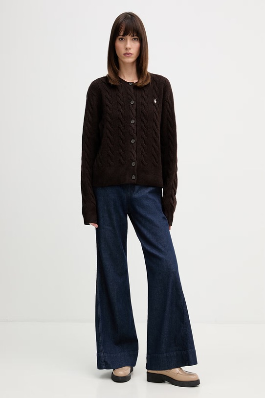 Polo Ralph Lauren kardigan wełniany 211972104 brązowy AW25