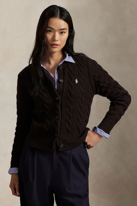 Вълнен пуловер Polo Ralph Lauren овално кафяв 211972104