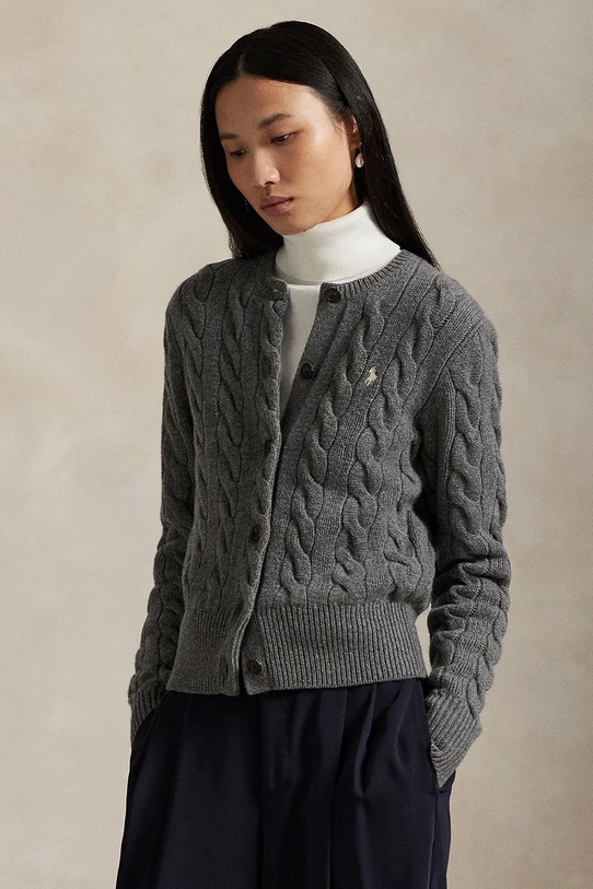 Svetr Polo Ralph Lauren vlna šedá 211972104