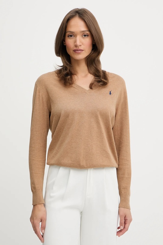 Хлопковый свитер Polo Ralph Lauren хлопок бежевый 211972105