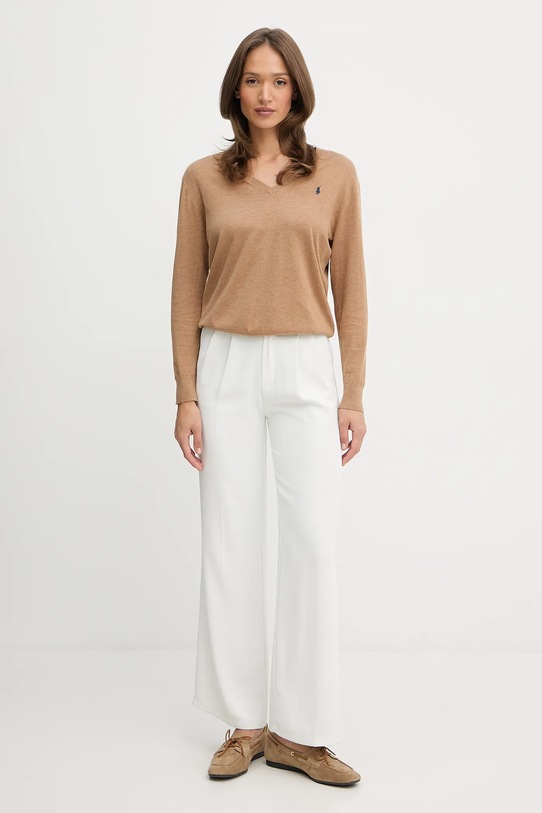 Хлопковый свитер Polo Ralph Lauren 211972105 бежевый AW25