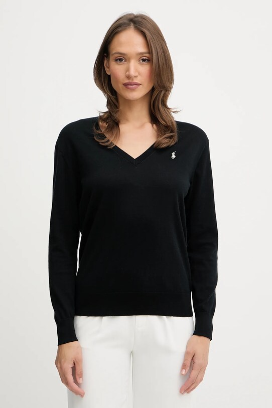 Polo Ralph Lauren pulover de bumbac subtiri negru 211972105