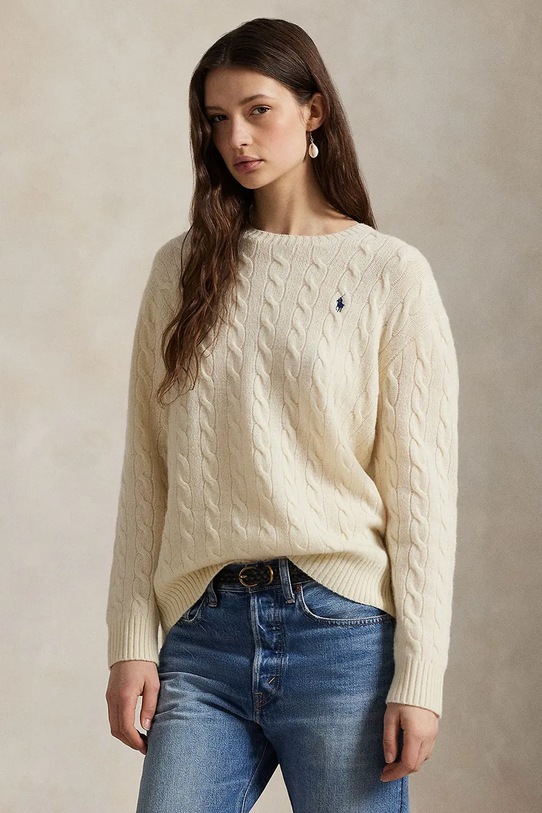 Svetr Polo Ralph Lauren vlna bílá 211972115