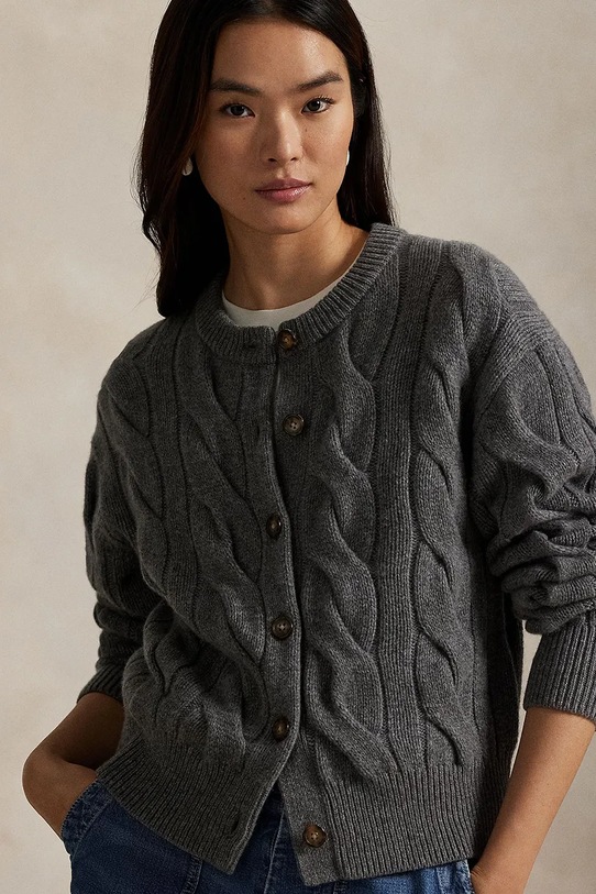 Вовняний кардиган Polo Ralph Lauren сірий 211972128