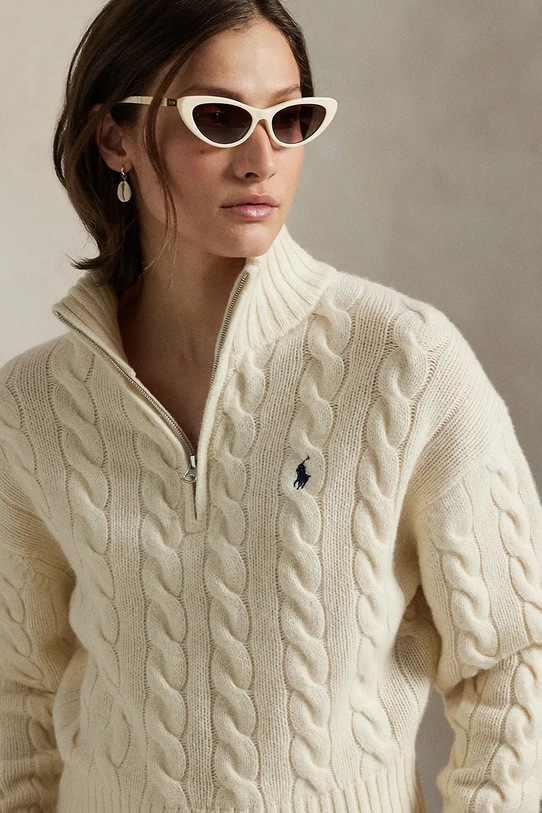 Μάλλινο πουλόβερ Polo Ralph Lauren λευκό 211972130