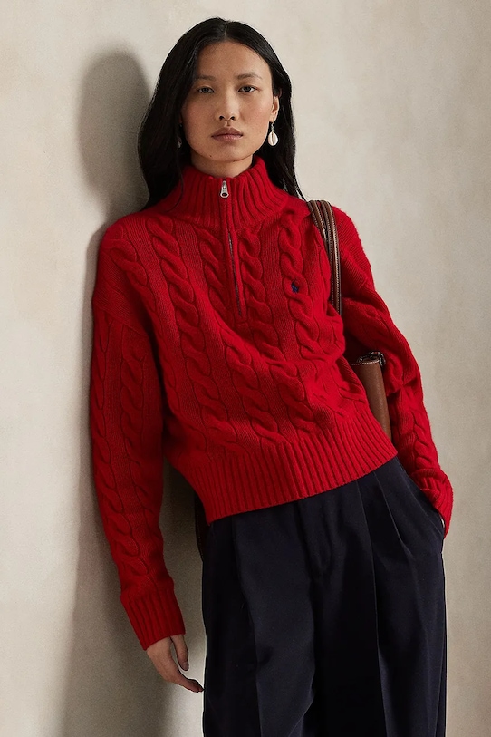 Polo Ralph Lauren sweter wełniany wełna czerwony 211972130