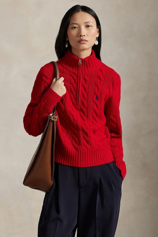 Polo Ralph Lauren sweter wełniany 211972130 czerwony