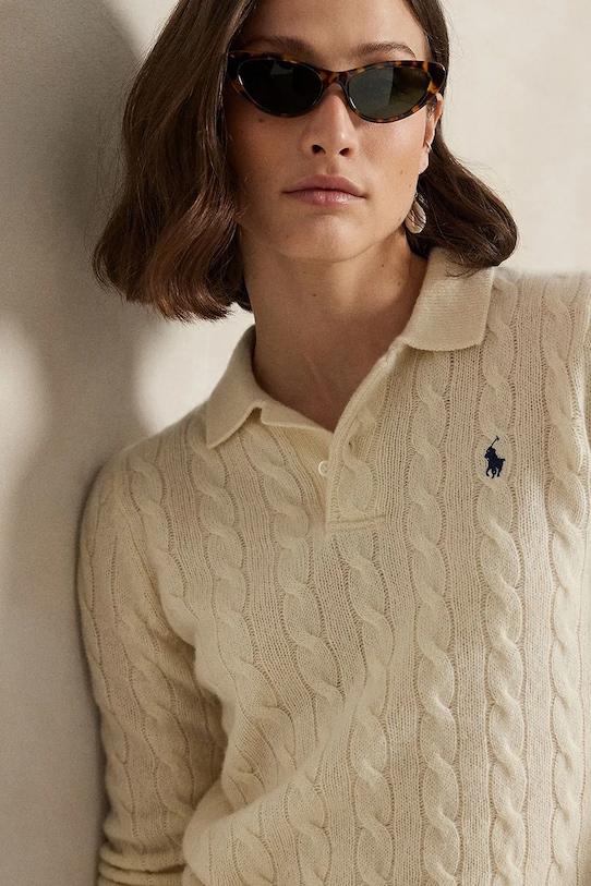 Вълнен пуловер Polo Ralph Lauren бял 211972132