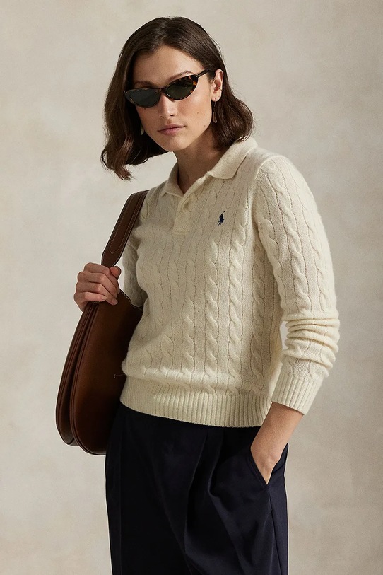 Vlnený sveter Polo Ralph Lauren 211972132 biela