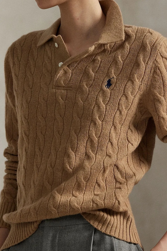 Polo Ralph Lauren gyapjú pulóver bézs 211972132