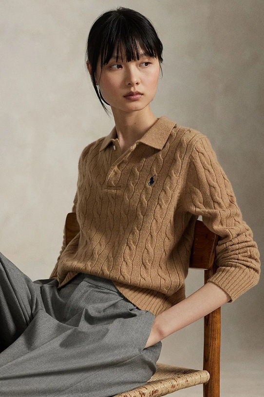 Шерстяной свитер Polo Ralph Lauren 211972132 бежевый