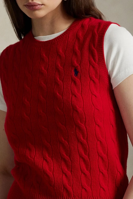 Polo Ralph Lauren gilet con cashmere rosso 211972134