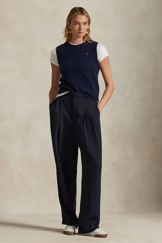 Oblečení Kašmírová vesta Polo Ralph Lauren 211972134 námořnická modř