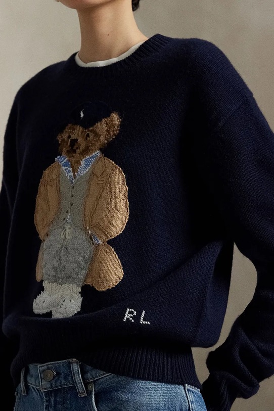 Вовняний светр Polo Ralph Lauren темно-синій 211972139