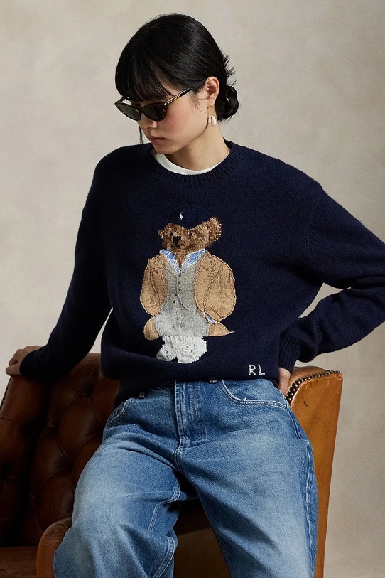 Вовняний светр Polo Ralph Lauren 211972139 темно-синій