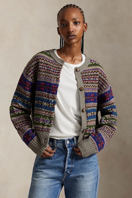 Kardigan s prímesou vlny Polo Ralph Lauren stredne hrubá béžová 211972164