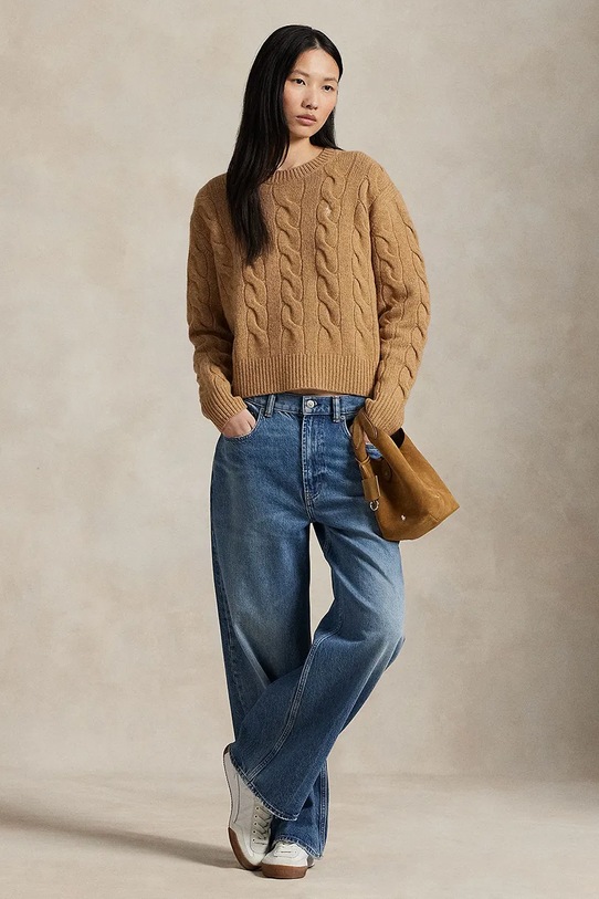 Oblečení Vlněný svetr Polo Ralph Lauren 211A91216 béžová