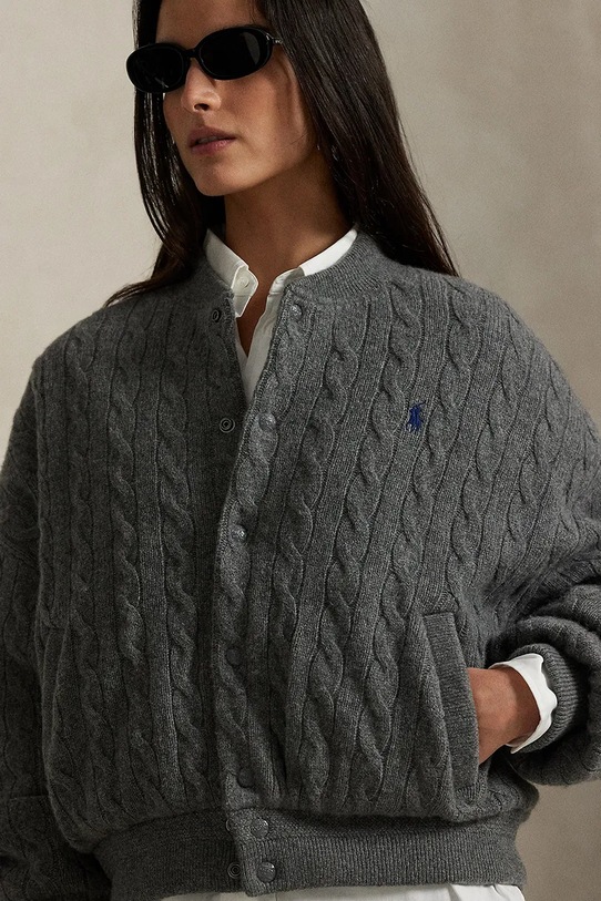 Μάλλινο μπουφάν bomber Polo Ralph Lauren 211966122 γκρί