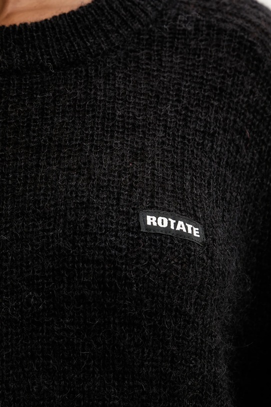 Μάλλινη μπλουζα Rotate 114565100 μαύρο