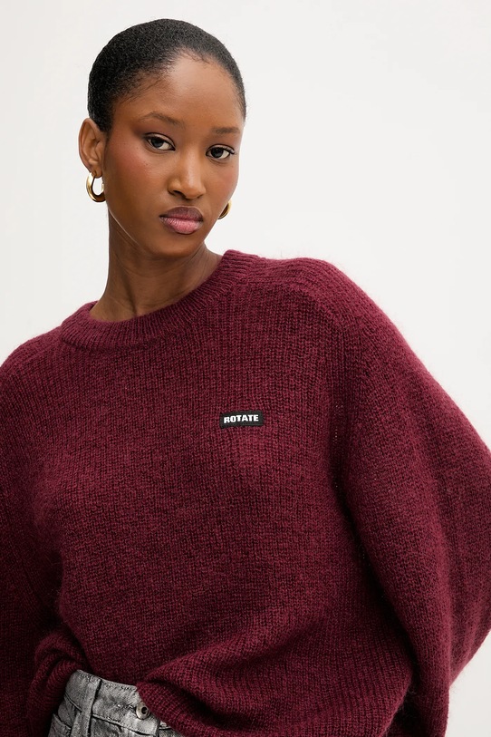 Rotate sweter z dodatkiem wełny bordowy 1145652734