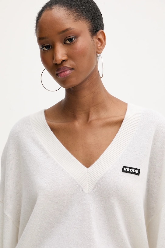 Вълнен пуловер Rotate бежов 114309400