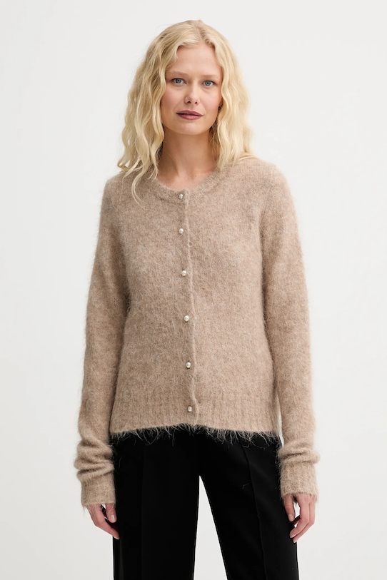 MUNTHE cardigan din lână POVILLA uni bej 252160025272