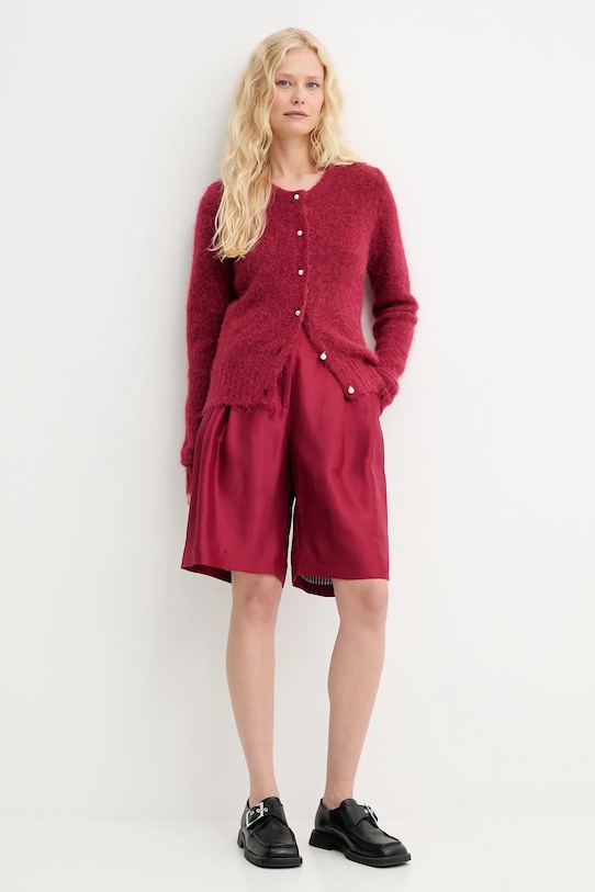 Вовняний кардиган MUNTHE POVILLA 252160025272 бордо AW25