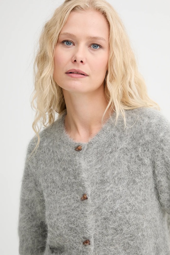 MUNTHE kardigan wełniany LOCCA szary 253160025370