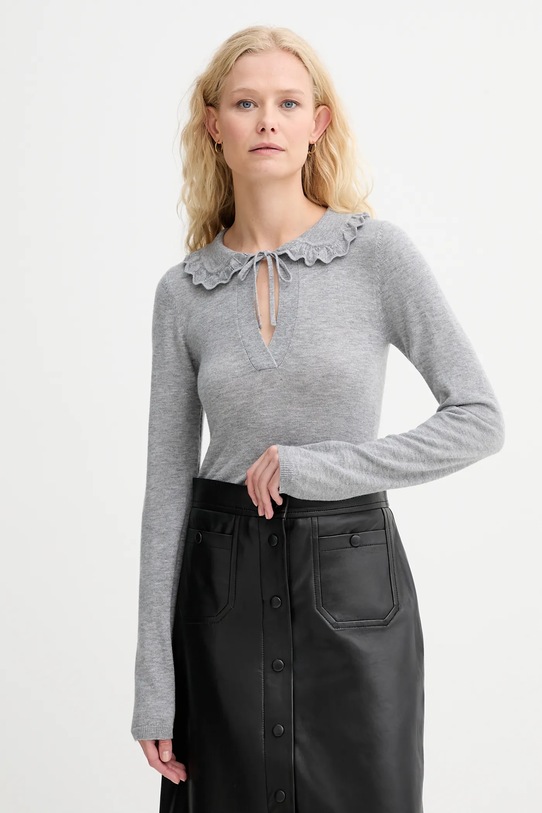 MUNTHE pulover de lână LIVO legat gri 253161525373