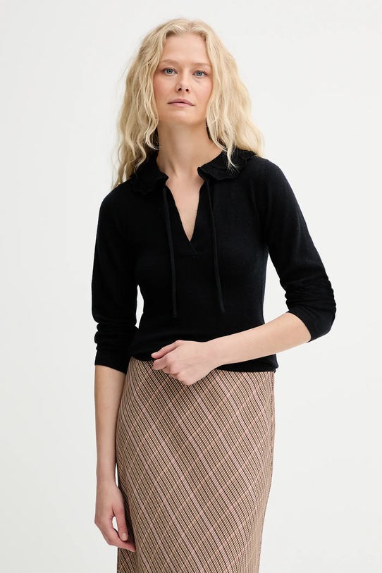 MUNTHE pulover de lână LIVO legat negru 253161525373