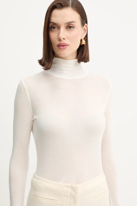 Elisabetta Franchi sweter z dodatkiem wełny beżowy MD61B56E2