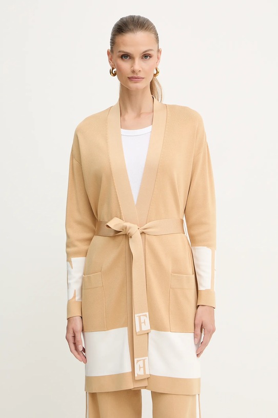 Elisabetta Franchi cardigan cu modele bej MK02S56E2