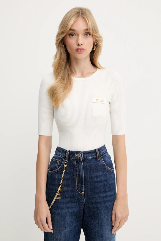 Elisabetta Franchi sweter z jedwabiem pozostałe beżowy MK10B56E2