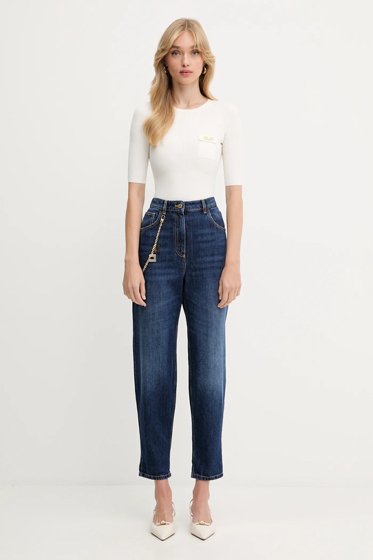 Elisabetta Franchi sweter z jedwabiem MK10B56E2 beżowy AW25