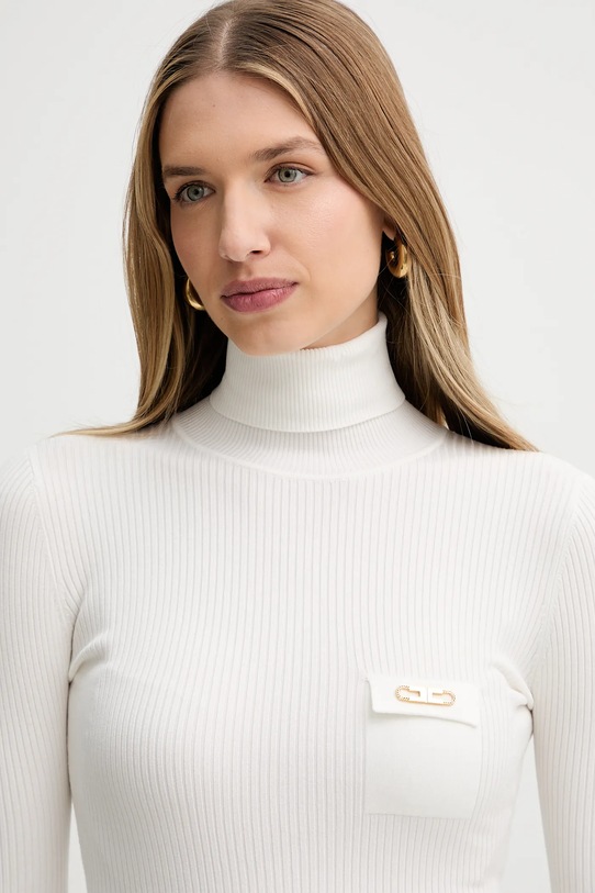 Elisabetta Franchi sweter z dodatkiem jedwabiu MK11B56E2 beżowy