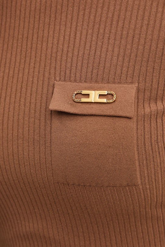Elisabetta Franchi pulover din amestec de mătase MK11B56E2 maro