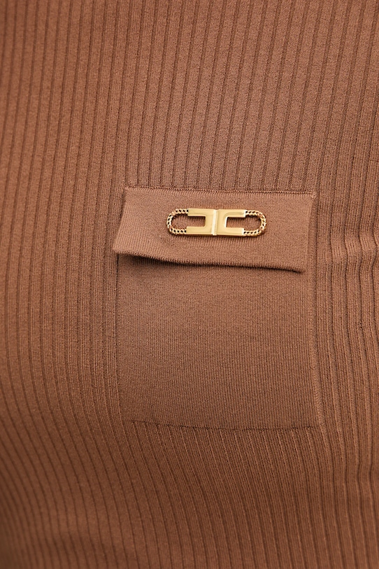 Elisabetta Franchi sweter z dodatkiem jedwabiu MK11B56E2 brązowy