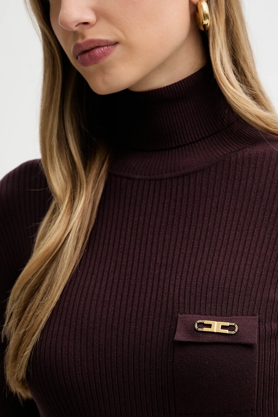 Elisabetta Franchi sweter z dodatkiem jedwabiu MK11B56E2 bordowy