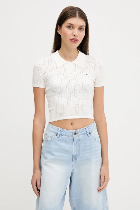 Tommy Jeans pulóver sima fehér DW0DW20965
