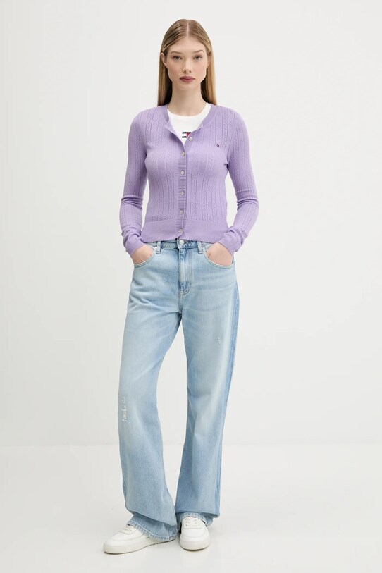 Tommy Jeans kardigan DW0DW20966 fioletowy AW25