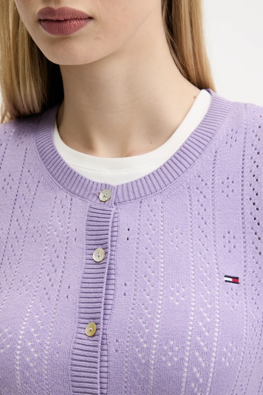 Πλεκτή ζακέτα Tommy Jeans DW0DW20966 μωβ