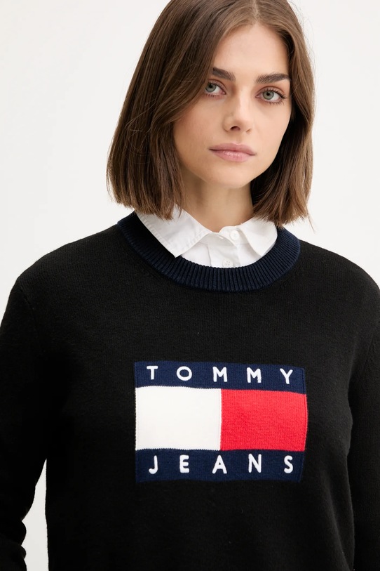 Πουλόβερ Tommy Jeans μαύρο DW0DW20970