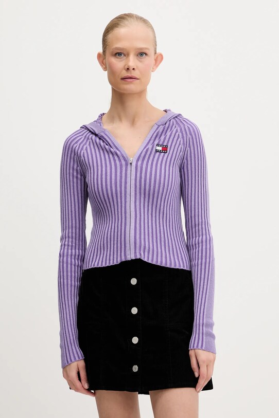 Tommy Jeans cardigan imprimeu violet DW0DW20974