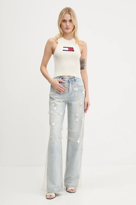 Tommy Jeans top DW0DW20975 beżowy AW25