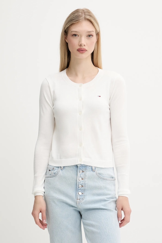 Памучна жилетка Tommy Jeans памук бял DW0DW20976