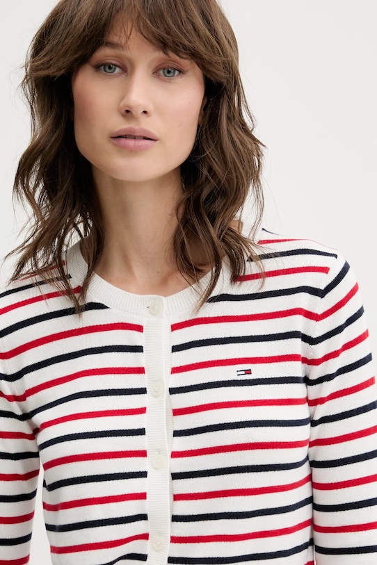 Bavlnený kardigán Tommy Jeans červená DW0DW20976