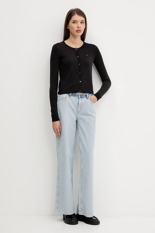 Tommy Jeans cardigan din bumbac DW0DW20976 negru AW25