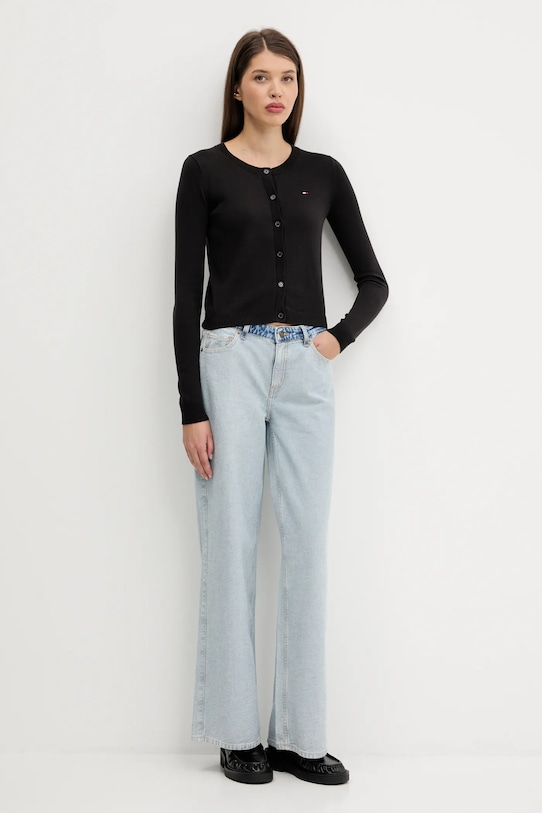 Хлопковый кардиган Tommy Jeans DW0DW20976 чёрный AW25