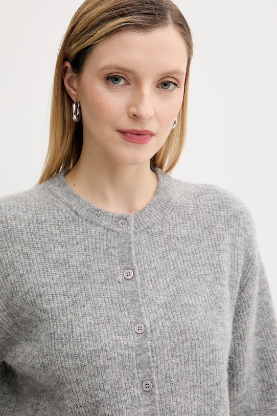 Samsoe Samsoe cardigan din lână SAANOURA gri F25200115