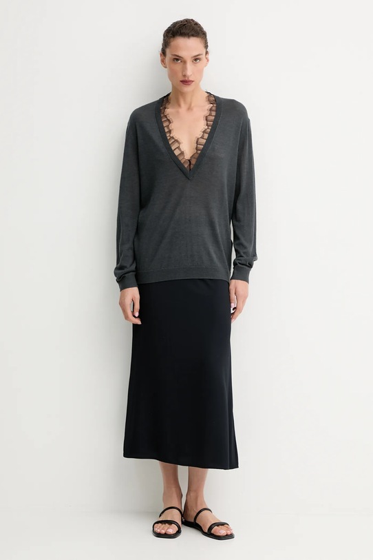 IRO sweter z domieszką wełny WP12HABY szary AW25